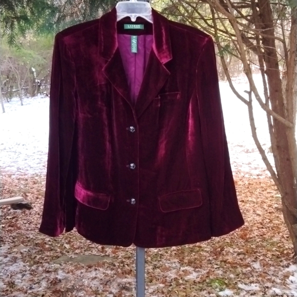 Vintage Ralph Lauren Velvet Jacket plum color size 14